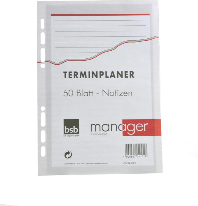 BSB-Obpacher Einlagen für Timer ca. A5, Notizen liniert (A5)