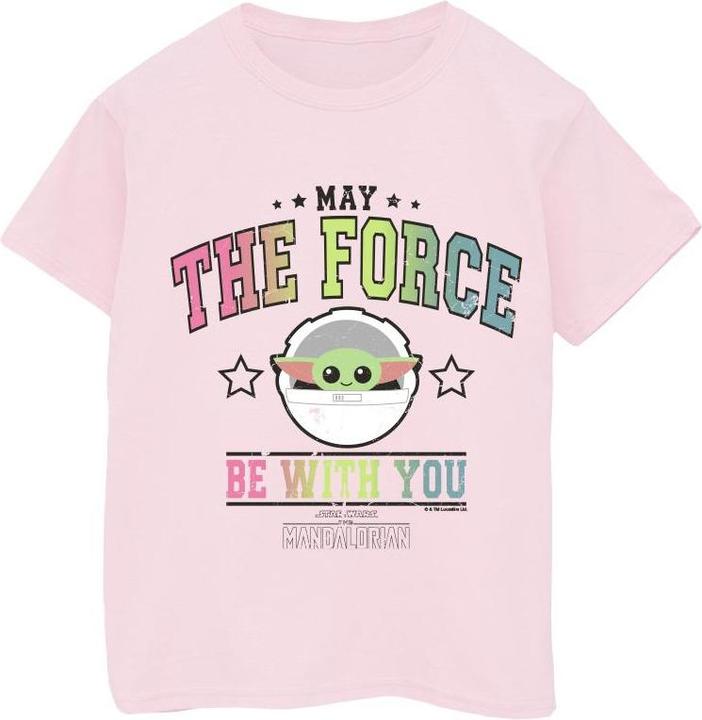 Actual product image Star Wars Girls The Mandalorian The Force Collegiate Cotton T-Shirt (128)