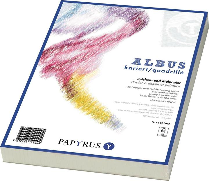 Actual product image Papyrus ALBUS - drawing and painting papers (A4, Checked)