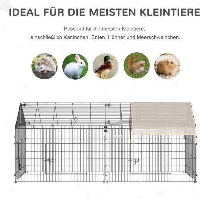 Produktbild Swisshandel24 Freigehege Freilaufgehege mit Sonnenschutz Kleintiergehege Kaninchenstall aussen Kaninchen Aussengeh