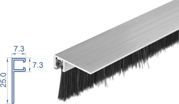 Actual product image Delock Brush strip 20 mm with aluminum profile angled (Felt gliders, 1 Piece)