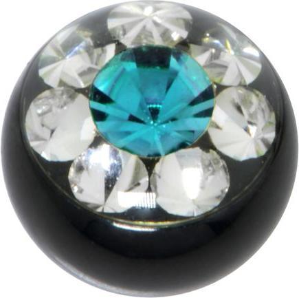 Bijouteria Piercingverschluss (Premium Kristall, Chirurgenstahl 316L, PVD Beschichtung (schwarz))