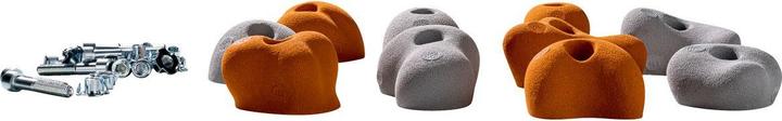 Produktbild Kletterbude Klettergriffe für Kinder Komplettset StarterKids Sprösslinge, made in Germany (Orange-grau)