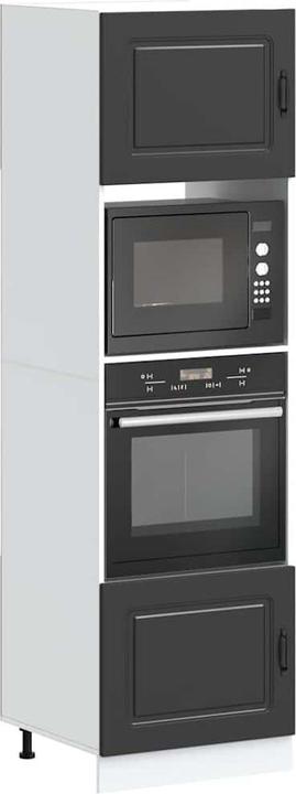 Produktbild VidaXL Herdumbauschränke 2 Stk. Lucca Schwarz Holzwerkstoff Backofenschrank (60 x 57 x 207 cm)