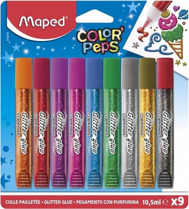 Maped Penne Glitter Colore Peps 9 pezzi (Multicolore, 9 x)