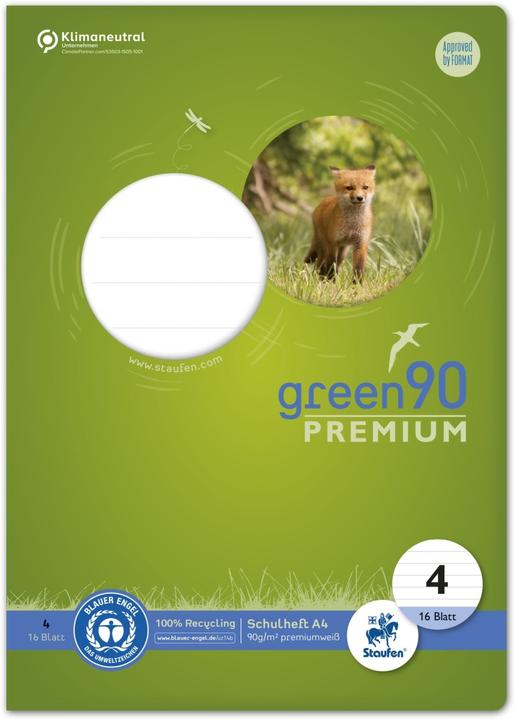 Image du produit Staufen Cahier d'écolier green ligné 4 DIN A4 sans marge, 16 feuilles (A4, À rayures, Couverture rigide)