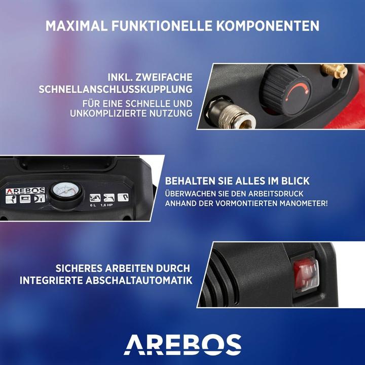 Produktbild Arebos Luftkompressor (8 Bar, 6 l)