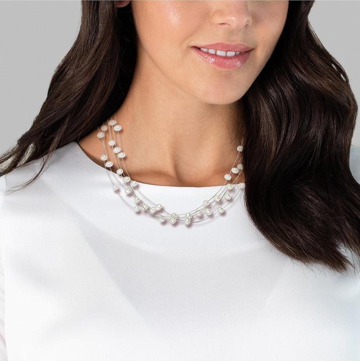 Produktbild Valero Pearls Damen Sterling Silber Süsswasser-Zuchtperle silber 45,0 cm Basiskette + 5,0 cm Verlängerung - 11716 (Sterling Silber, 45 - 50 cm)