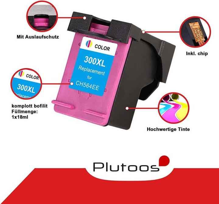 Immagine prodotto Plutoos HP 300 XL Cartucce HP 300 XL compatibili XXL, set di 2 BK+CL (FC, CL)