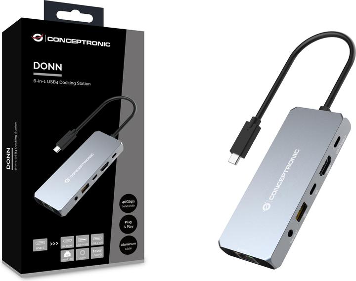Actual product image Conceptronic Dock USB-C->HDMI,2.5GbE,USBC/3.0,100WPD0.18m gr (USB-C, 1 Ports)