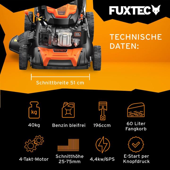 Immagine prodotto Fuxtec Tagliaerba a benzina con avviamento elettrico zipgo® (Batteria ricaricabile)