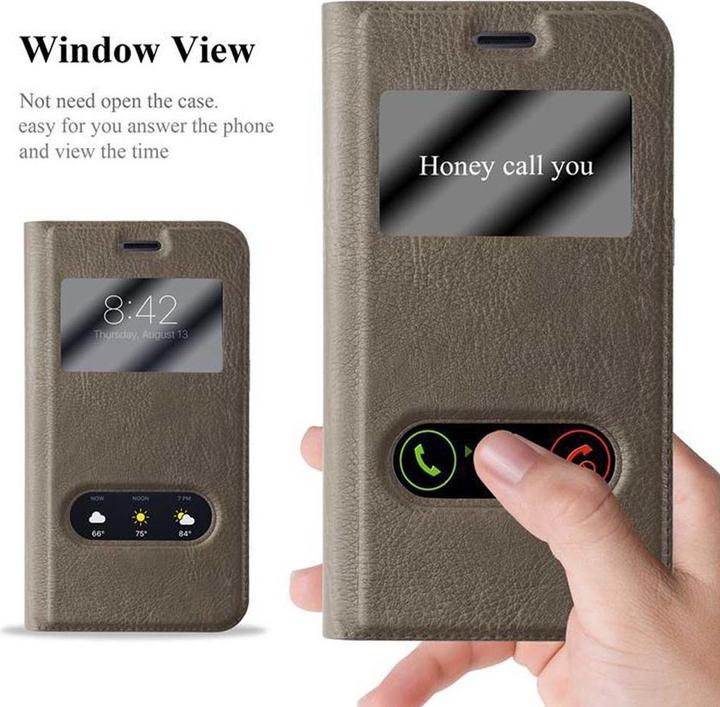 Actual product image Cadorabo Book with View double window cover (Samsung Galaxy J1 (2016))