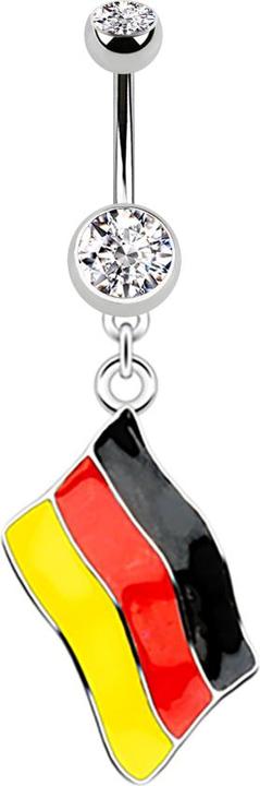 Produktbild Star Piercing Banane silber mit Anhänger Flagge Deutschland (ohne Messing, Chirurgenstahl 316L)
