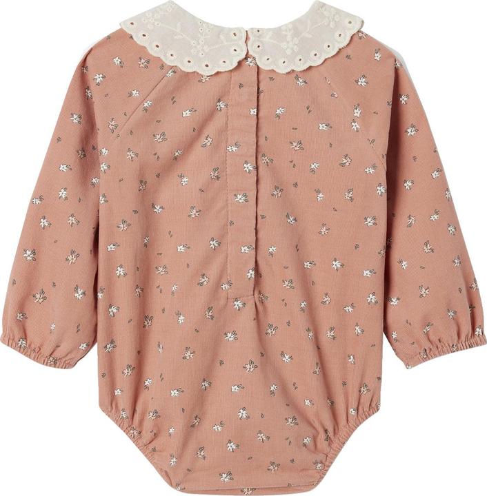Vertbaudet Baby Kurzoverall aus geblümtem Feincord mit besticktem Kragen