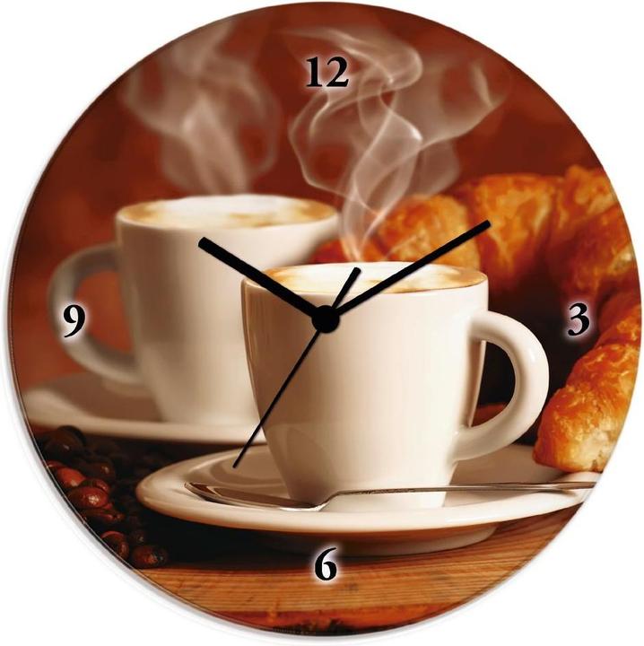 Actual product image Artland Quartz clock Steaming cappuccino and croissant T5XO (30 cm)