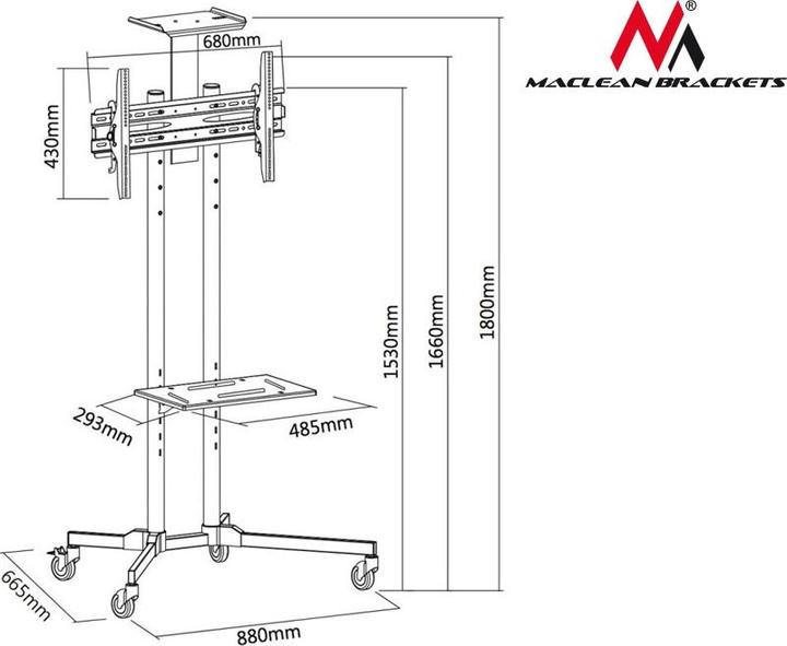 Immagine prodotto Maclean Carrello porta TV universale MC-661 (55", 50 kg)