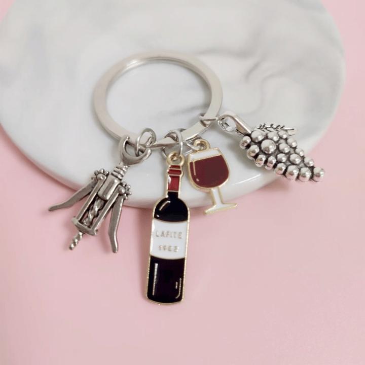 Immagine prodotto PhoneLook Porte-clés pendenti métallique bouteille verre de vin et grappe de raisin