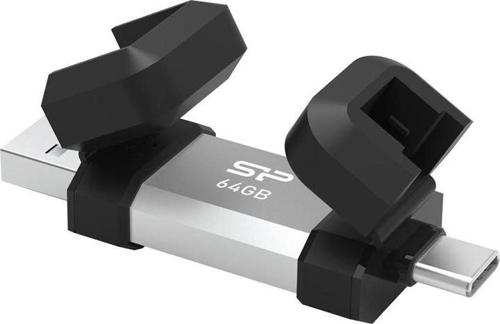 Immagine prodotto Silicon Power 64 GB, unità flash USB TYPE-A e TYPE-C, dispositivo mobile C51, argento (64 GB, USB-A, USB-C)
