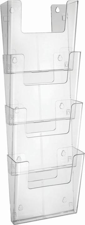 Europel Wand-Prospekthalter, A4 hoch, 4 F„cher, glasklar (A4)