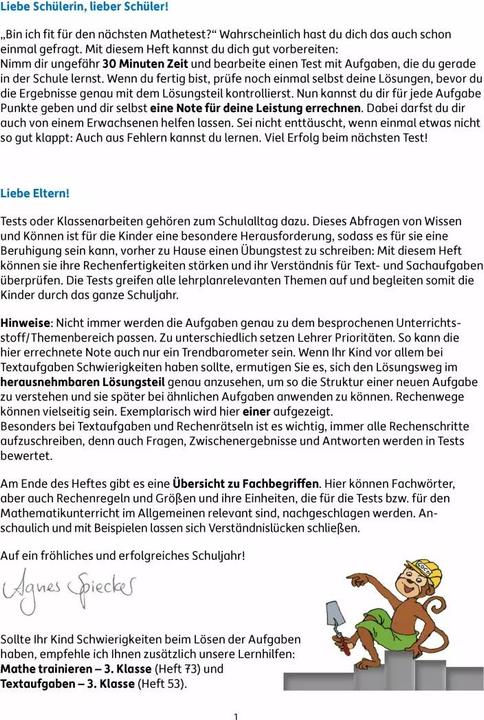 Immagine prodotto Tests in Mathe - Lernzielkontrollen 3. Klasse (Tedesco, Agnes Spiecker, Picchio Gisela, 2016)