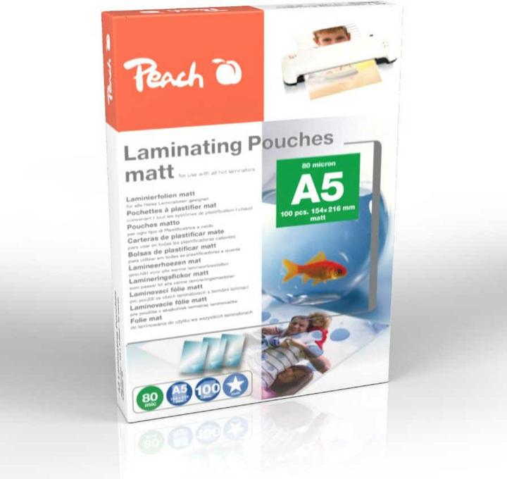 Actual product image Peach Laminating films A5 (154x216mm), 80mic, matt (A5, 100 Piece, 80 µm)