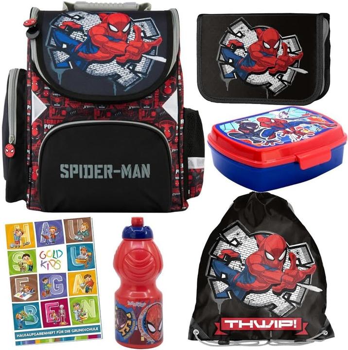 Immagine prodotto Goldkids 6-teiliges Schulranzen-Set mit Spider-Man-Motiv