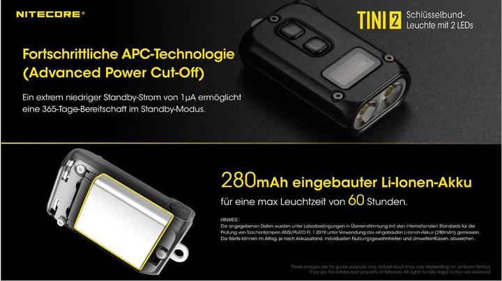 Image du produit Nitecore TINI 2 - 500 lumens, gris (4.70 cm, 500 lm)