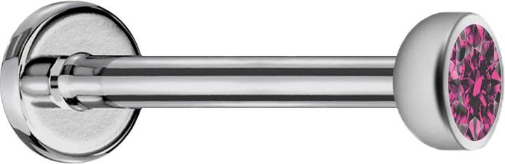 Star Piercing Micro Labret Innengewinde silber mit Halbkugel Kristall pink (ohne Messing, Titan G23)