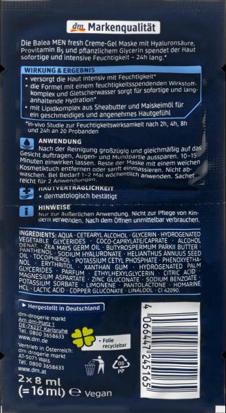Image du produit dm Balea MEN Masque facial Fresh (16 ml)