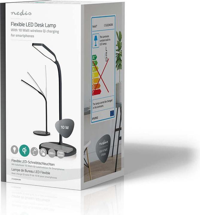 Actual product image Nedis LED lamp with wireless charger | DimmSwitch | LED / Qi | 10 W | with dimming | Cold white / (350 lm)