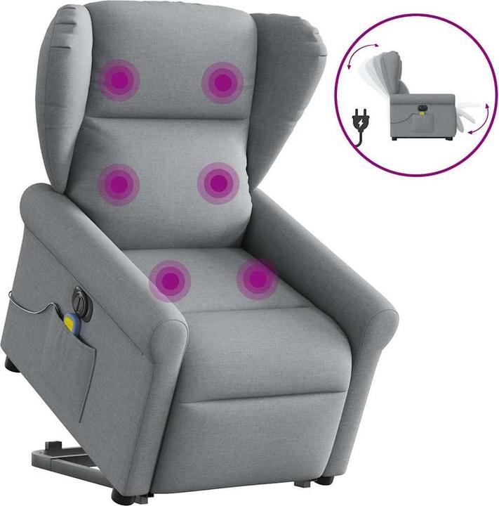 Actual product image VidaXL Electric massage chair with stand-up aid Light grey fabric