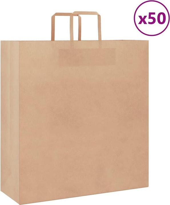 Produktbild VidaXL Kraftpapiertüten 50 Stk. mit Henkel Braun 45x17x48 cm Papiertüte (Geschenktüte, 50 x)