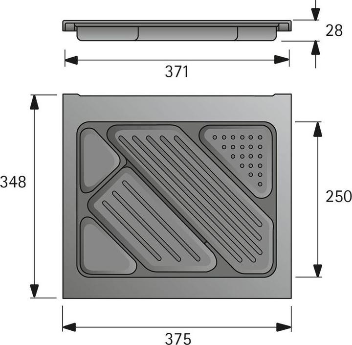 Actual product image Hettich Systema Top 2000 material drawer, EB 392 mm, black (1 pcs.)