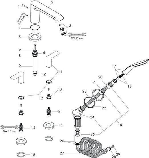 Actual product image hansgrohe HG METRIS ready-mounted set for 4-hole bath rim mixer chrome