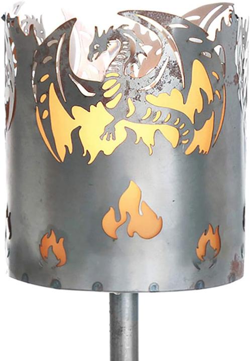 Immagine prodotto Novaliv Gartenfackel Drache Feuerschale Metall mit Stiel Brennmittel Solarlampe LED