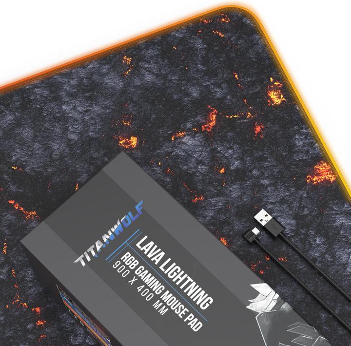 Immagine prodotto Titanwolf Tappetino per mouse da gioco, tappetino per mouse XL RGB 900 x 400 mm, migliora precisione e