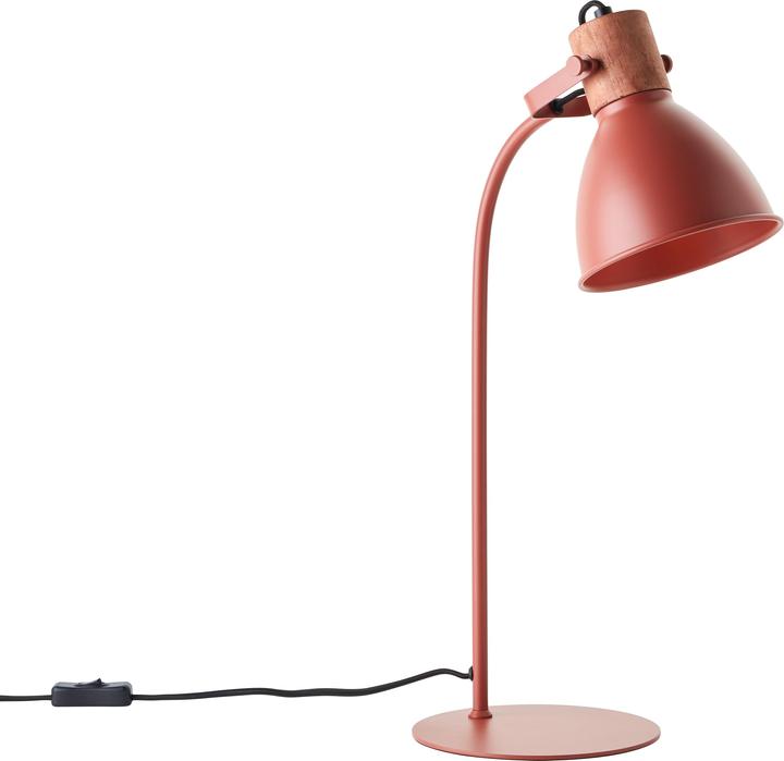 Actual product image Brilliant Erena Table Lamp 52cm red metal/wood cord intermediate switch 1x A60 (E27)