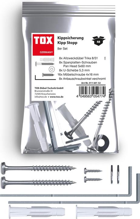 Immagine prodotto Tox Dispositivo anti-ribaltamento per mobili Kipp Stopp (8 pz.) (8 pz.)
