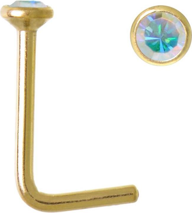 Image du produit Bijouteria Piercing nez (Revêtement PVD (couleur or), Cristal Premium, Acier chirurgical 316L)