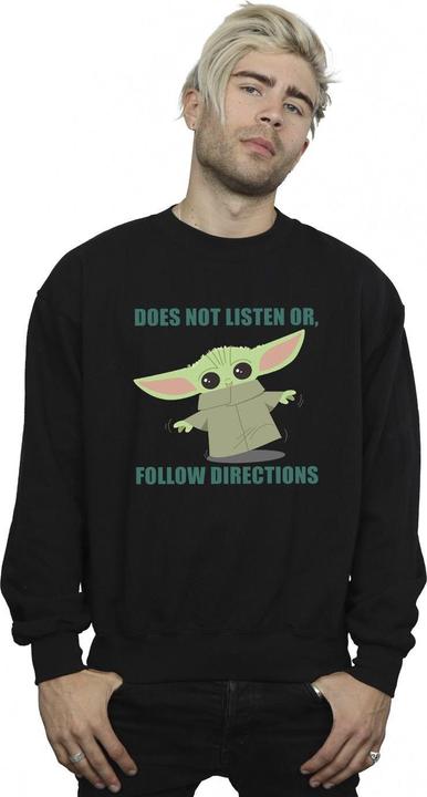Actual product image Star Wars Mens The Mandalorian Grogu Does Not Listen Sweatshirt (S)