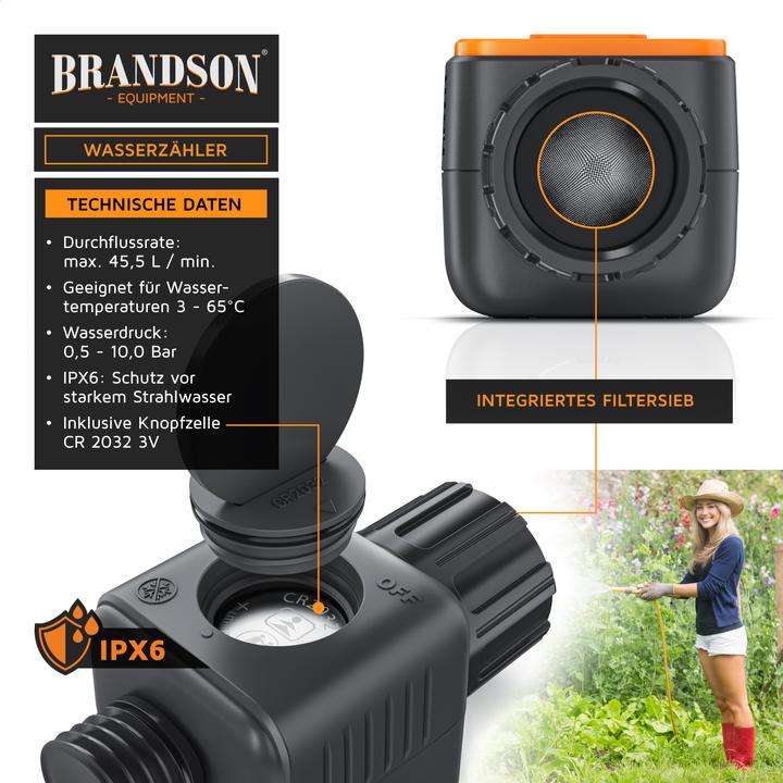 Actual product image Brandson Water meter, digital flow meter 3/4 inch, water meter, flow meter water meter (Water timer)