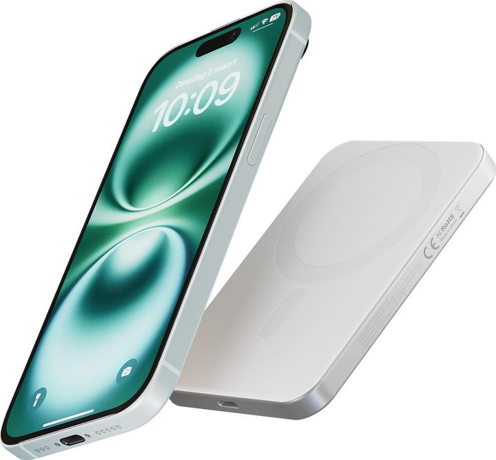 Actual product image Zens Slim Qi2 Al Powerbank 5000mAh White (5000 mAh, 19.25 Wh)