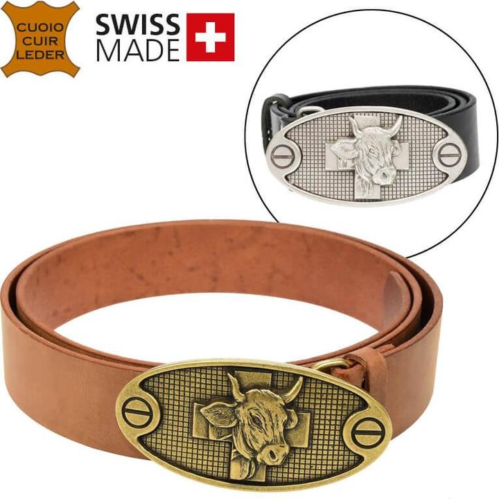 Immagine prodotto Keller Fahnen Ledergürtel «Kuh» altgold 100 cm (100)