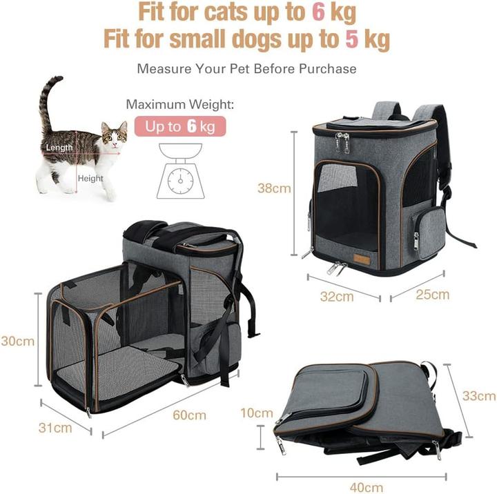 Immagine prodotto Lekesky Transportrucksack (Gatto, Cane, Animaletto, Traspirante, Lavabile, Pieghevole)