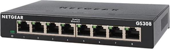 Netgear GS308v3 - Switch - unmanaged - 8 x 10/100/1000 - desktop, wall-mountable (8 ports)