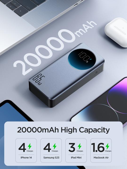 Image du produit Joyroom Batterie externe 65W 20000mAH noir (JR-PBF04) (20000 mAh, 65 W, 74 Wh)