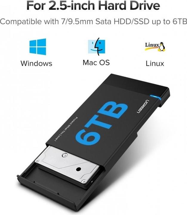 Actual product image Ugreen USB-C 3.1 to 2.5" SATA Hard Drive Enclosure (6Gbps) (2.5")