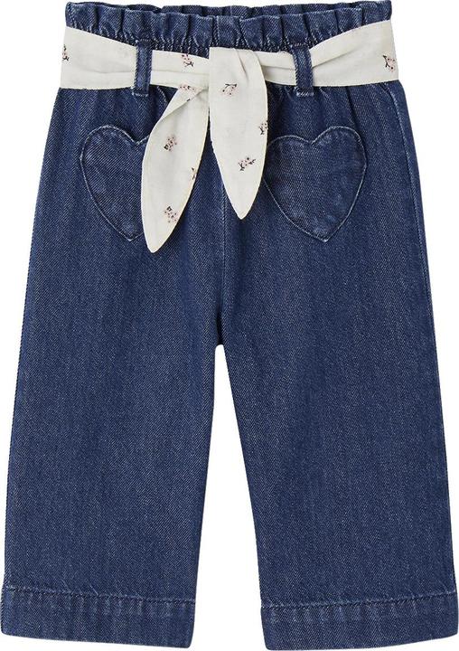 Actual product image Vertbaudet Wide baby jeans with fabric belt (62)