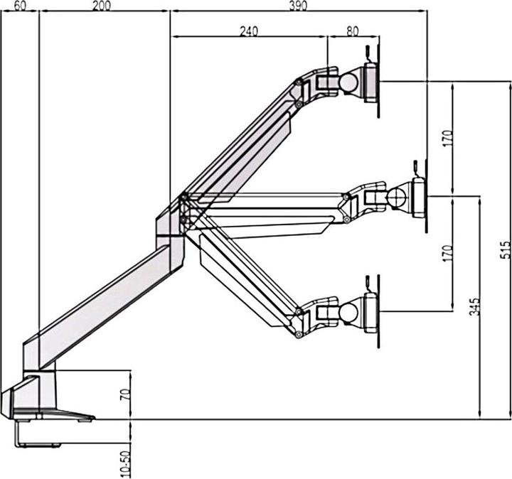 Produktbild Multibrackets Gasliftarm Single (Tisch, 32")
