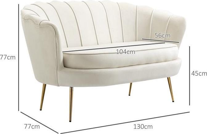 Produktbild Swisshandel24 2-Sitzer Sofa Couch, Polstersofa Samt, bis 150 kg, Creme